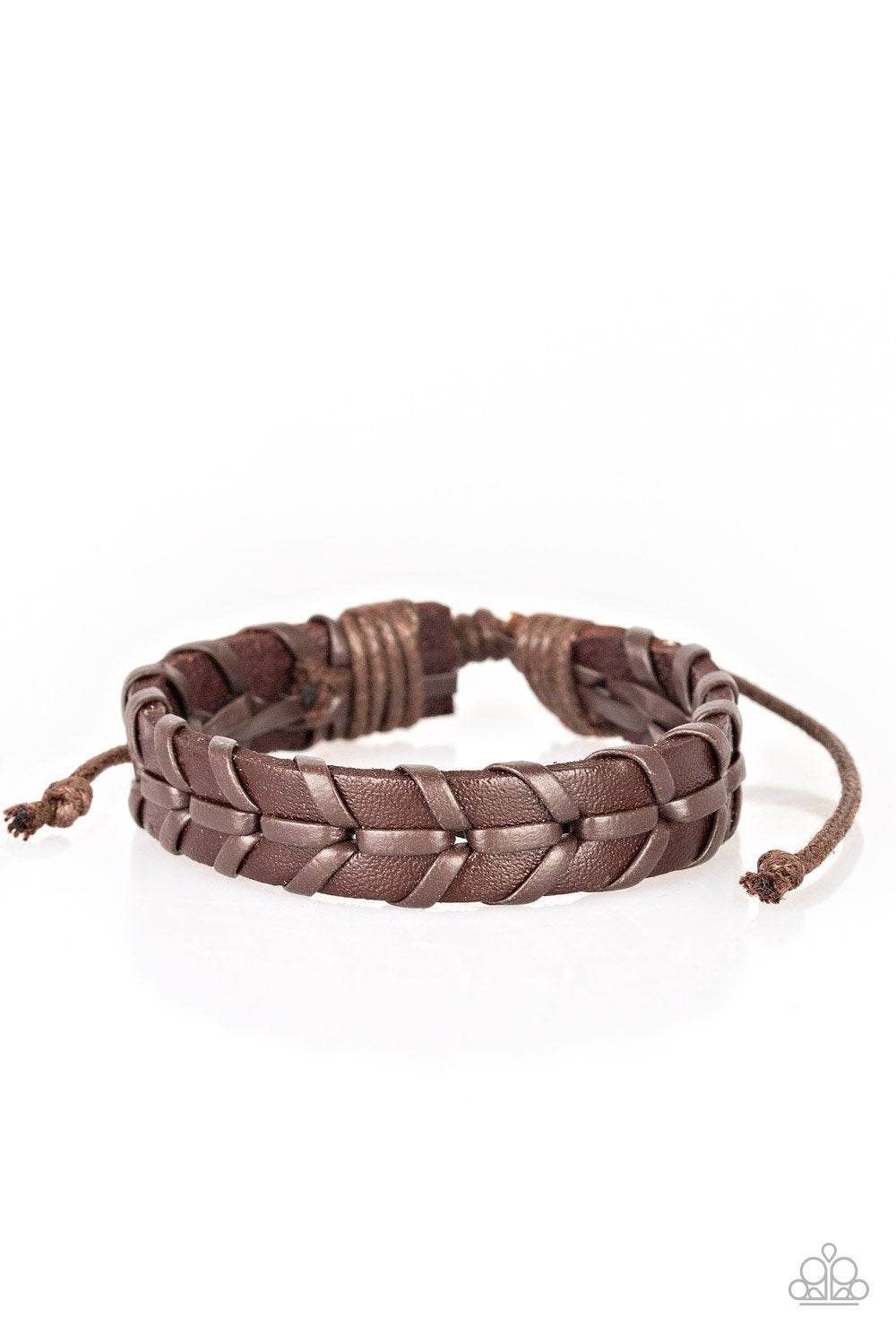 Paparazzi Accessories Navy Nautical - Brown - Leather - Sliding Knot Bracelet