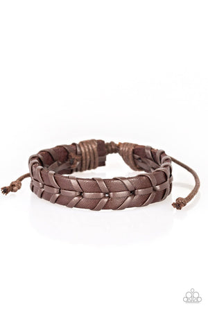 Paparazzi Accessories Navy Nautical - Brown - Leather - Sliding Knot Bracelet