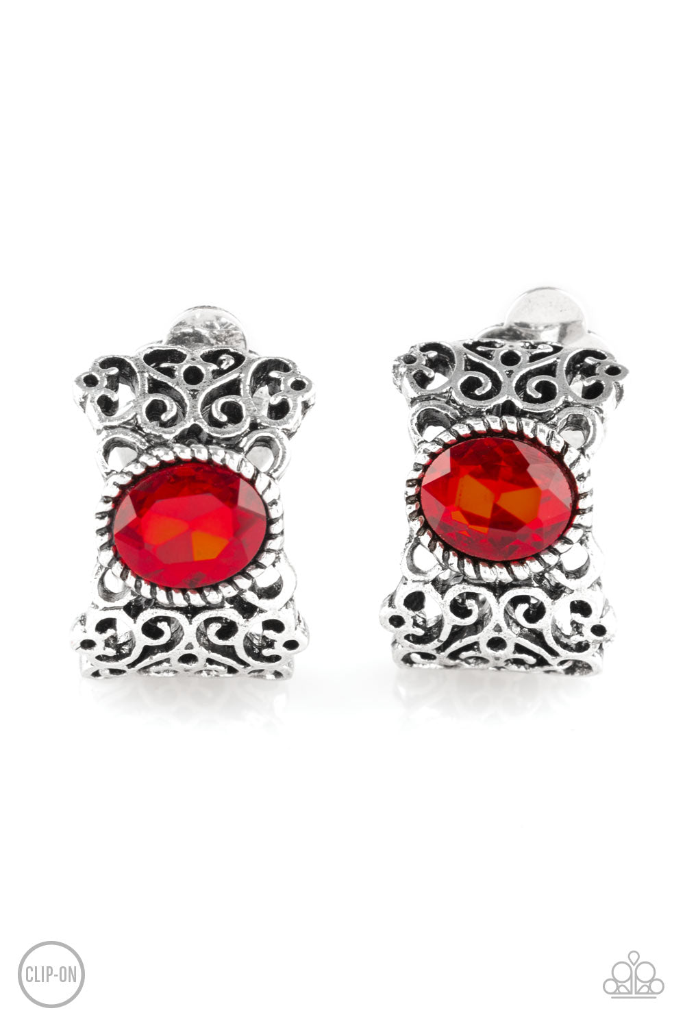 Paparazzi Accessories Glamorously Grand Duchess - Red Clip-On