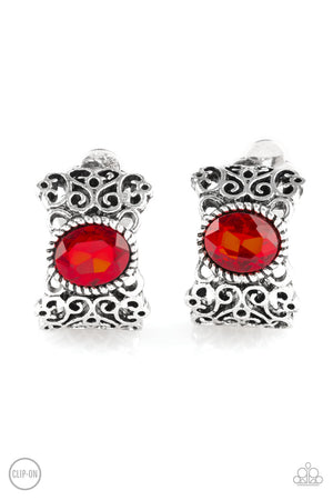Paparazzi Accessories Glamorously Grand Duchess - Red Clip-On