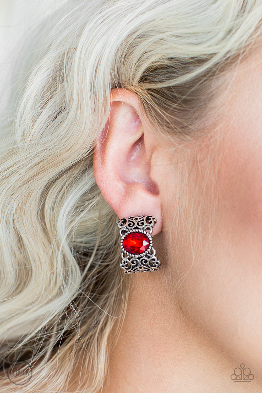 Paparazzi Accessories Glamorously Grand Duchess - Red Clip-On